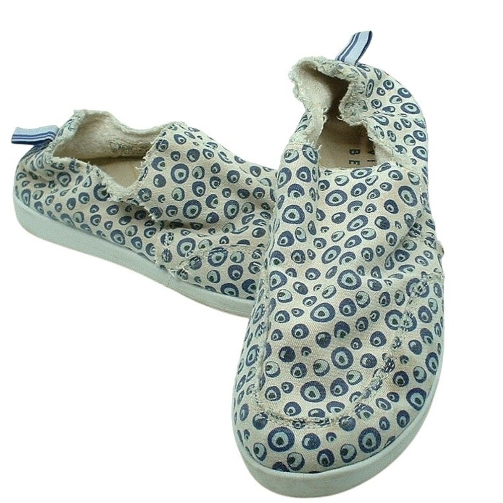 Vionic Beach Malibu Blue Evil Eye Print Canvas Slip On Sneakers Womens 8